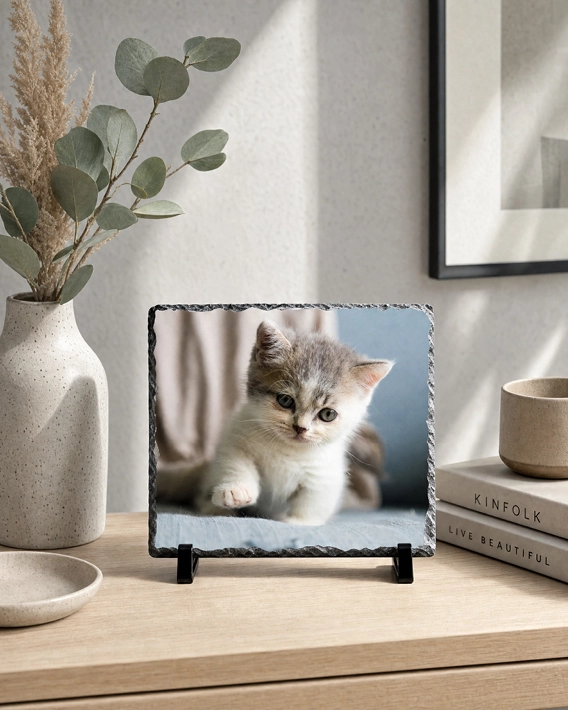 Ardoise photo carrée personnalisée avec photo de chat - exemple