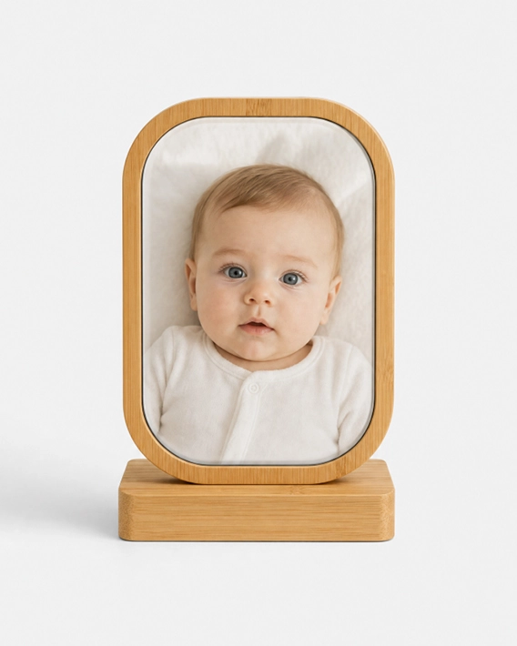Cadre photo bambou forme rectangle personnalisé photo de bébé