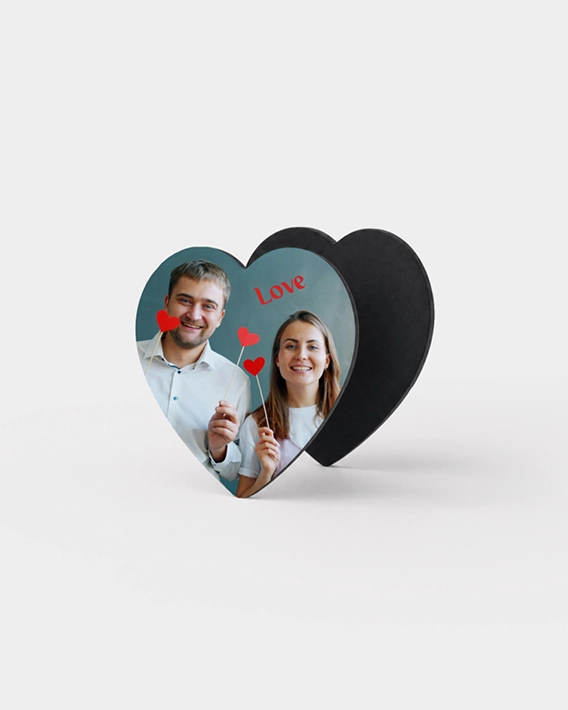 Magnet cœur personnalisé Saint-Valentin avec photo couple - visuel exemple