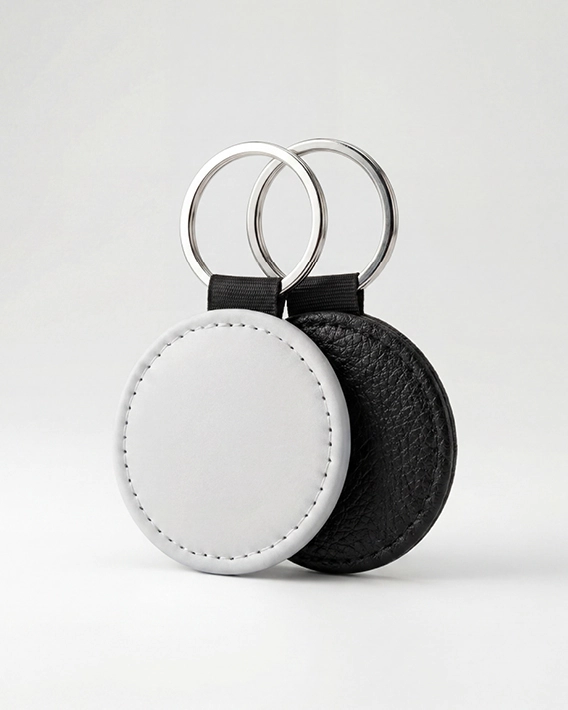 Porte-clé simili cuir personnalisable rond