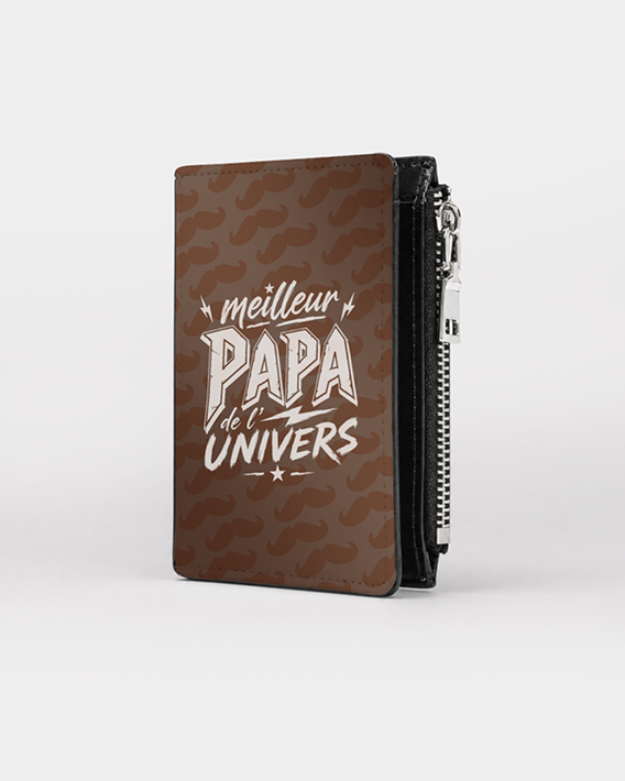 Porte-feuille vertical personnalisé compact avec illustration — exemple de personnalisation